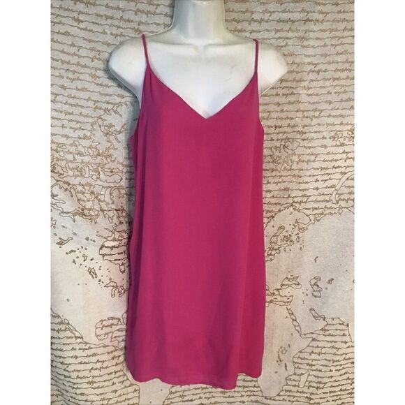 AQUA Womens Pink Spaghetti Strap Slip Low Back Dress Medium.   U - Picture 1 of 10